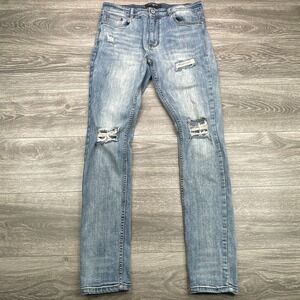 Serenede Jeans Mens 34x32 Blue Distressed Faded Fitted Skinny Stretch 5 Pocket